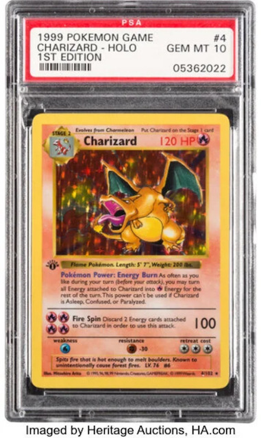 1位：1999 Pokemon Game Charizard Holo 1st Edition Gem mt 10 (取引額：439,000,000円)