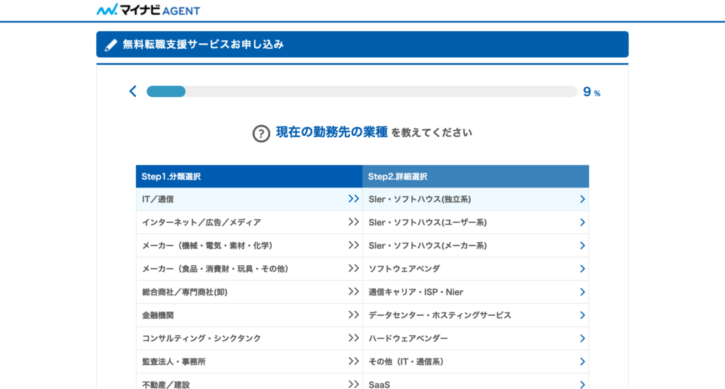 現在の勤務先の業種にも回答します。