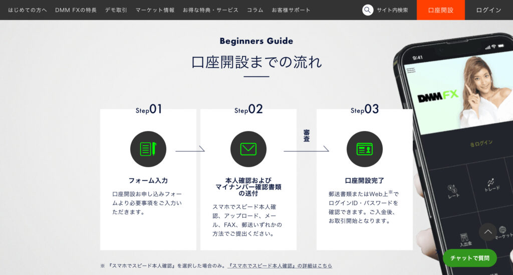 DMM FXの口座開設プロセスは、公式ウェブサイト上の専用フォームから始まります。