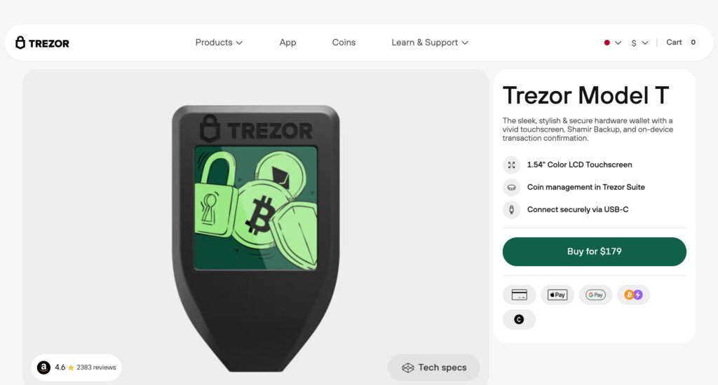 4. Trezor Model T