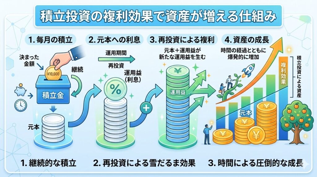 複利の力で資産が増える仕組み