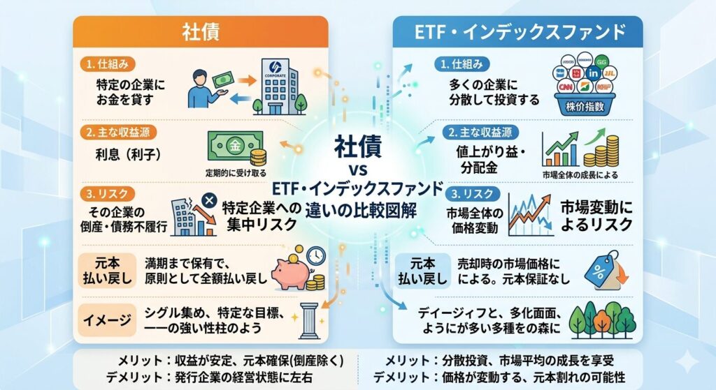 ETF・インデックスファンドとの違い