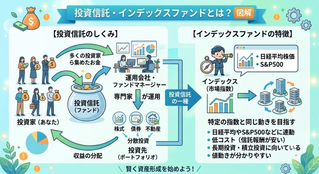 1. 一番カンタン!「投資信託・インデックスファンド」で丸ごと投資